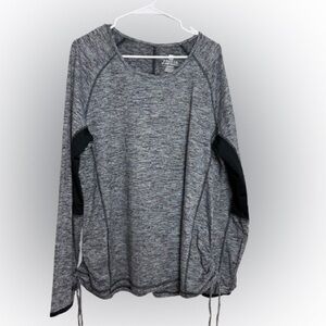 Free Country Free2B Women’s Heather Grey Long Sleeve Drawstring Side Top 2X